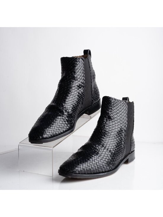 Charles Jourdan Vintage Ankle boots Mens Leather Woven Black Braided US 8 EU 42 main image 8